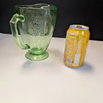 Uranium Green Depression Glass Pitcher Marked
