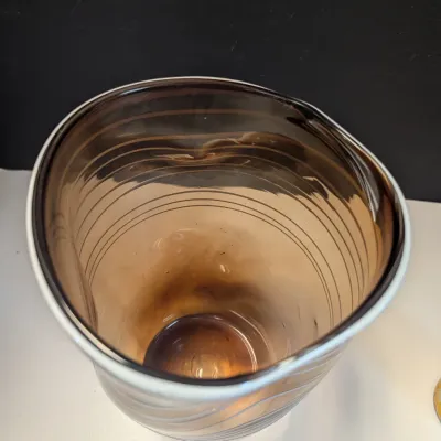 Hand Made Tall Threaded Style Glass Vase w/ Dimples