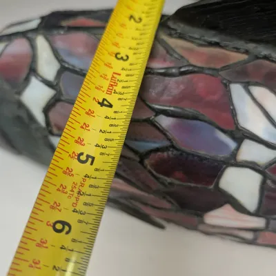 Vintage Large Bronze Tiffany Style-Stained Glass Fish Centerpiece Lamp