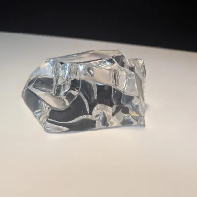 Vintage Val St. Lambert Crystal Paperweight w/ Bison Intaglio Signed