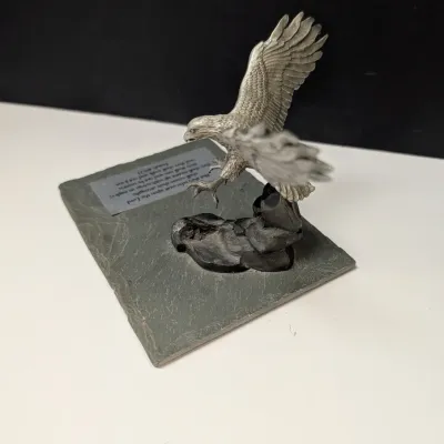 American Eagle Pewter Figure On Slate