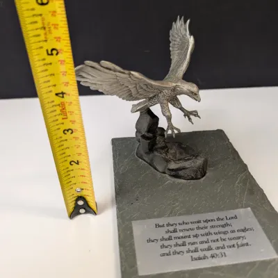 American Eagle Pewter Figure On Slate
