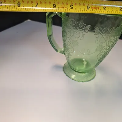 Uranium Green Depression Glass Pitcher Marked