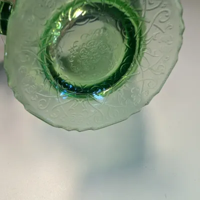 Uranium Green Depression Glass Pitcher Marked