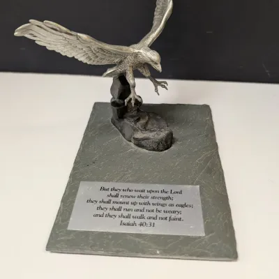 American Eagle Pewter Figure On Slate