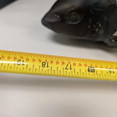 Vintage Large Bronze Tiffany Style-Stained Glass Fish Centerpiece Lamp