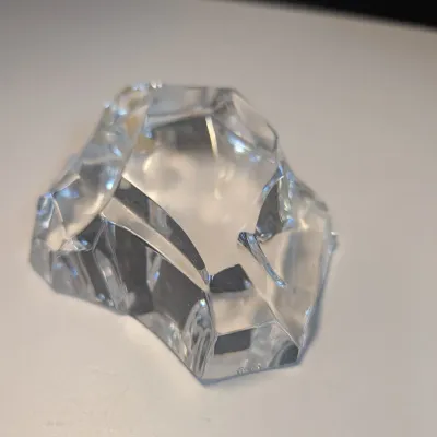Vintage Val St. Lambert Crystal Paperweight w/ Bison Intaglio Signed