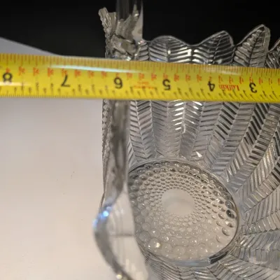 Fern Leaf Patterned Heavy Glass Basket w/ Handle