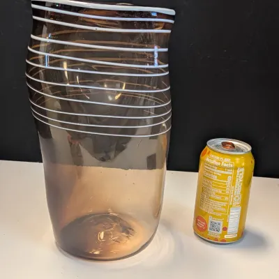 Hand Made Tall Threaded Style Glass Vase w/ Dimples
