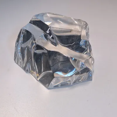 Vintage Val St. Lambert Crystal Paperweight w/ Bison Intaglio Signed