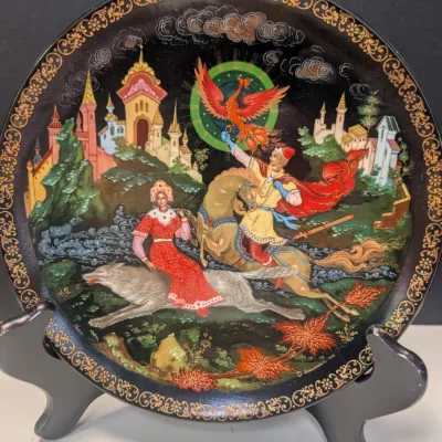 Bradex Russian Bradford Exchange Porcelain Plate Featuring Russian Folk Art & Fairy Tales & 1986 Imperial Jingdezhen Chinese Plates