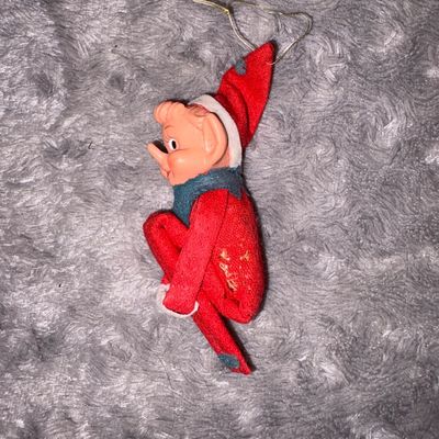 Sale Photo Thumbnail #4: Christmas item1950-1960's Red Pointy Eared Pixie Elf - missing tag