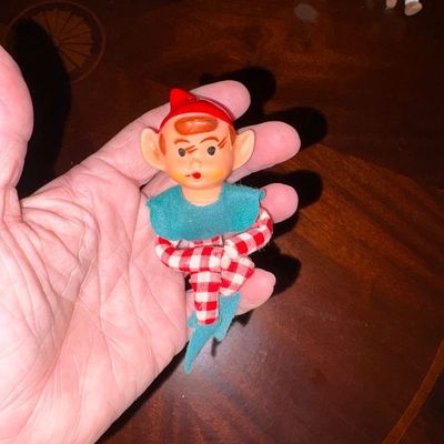 Sale Photo Thumbnail #188: MCM Red & White Checkered Elf, Pixie, Gnome
Shows some wear