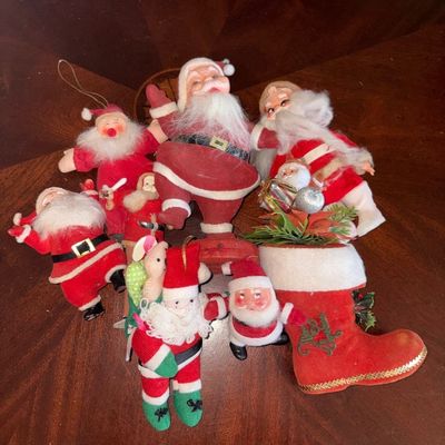 Sale Photo Thumbnail #216: Christmas Santa Claus Lot (8) pieces
Note: some of the felt is coming off, discoloration, fading etc.. review photos