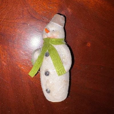 Sale Photo Thumbnail #197: Frosted Resin Snowman Figure w/Green Scarf