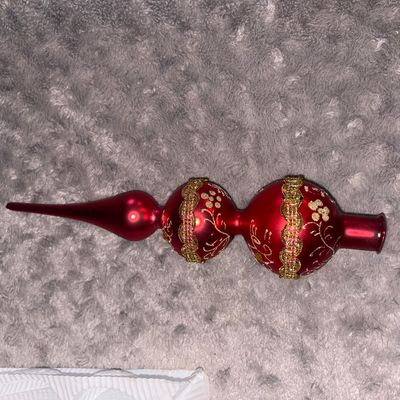 Sale Photo Thumbnail #66: Red & Gold Christmas Tree Topper - Glass