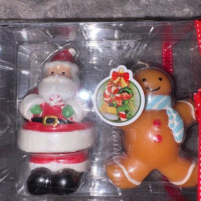 Sale Photo Thumbnail #35: Christmas Candle Trio, Santa Claus, Gingerbread Man, Snowman