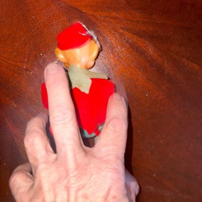 Sale Photo Thumbnail #192: Cheeky Red & Green Christmas Elf, Pixie, Gnome
Shows signs of wear and fading.