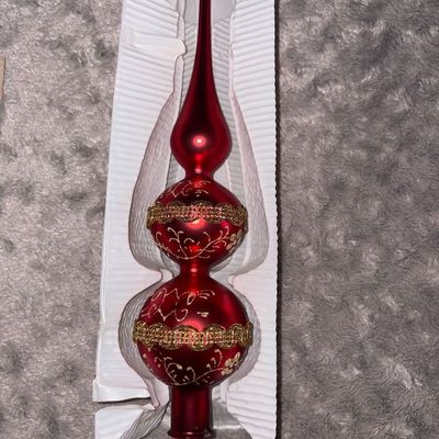 Sale Photo Thumbnail #64: Red & Gold Christmas Tree Topper - Glass