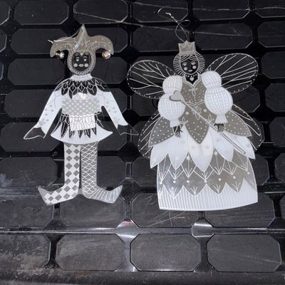 Sale Photo Thumbnail #241: 1984 Stephanie Siegel Angel & Harlequin Christmas Ornaments