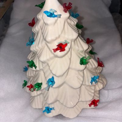 Sale Photo Thumbnail #247: Snow Covered Lighted Christmas Tree Top w/Birds - No base
You can locatea base at your local hobby or ceramic shop.