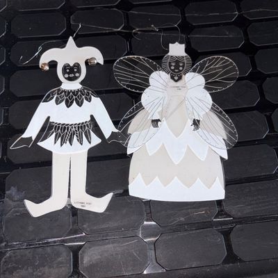 Sale Photo Thumbnail #243: 1984 Stephanie Siegel Angel & Harlequin Christmas Ornaments