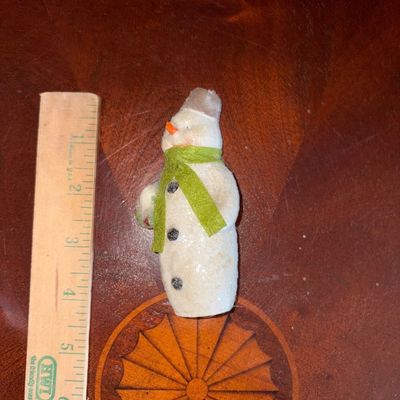 Sale Photo Thumbnail #194: Frosted Resin Snowman Figure w/Green Scarf