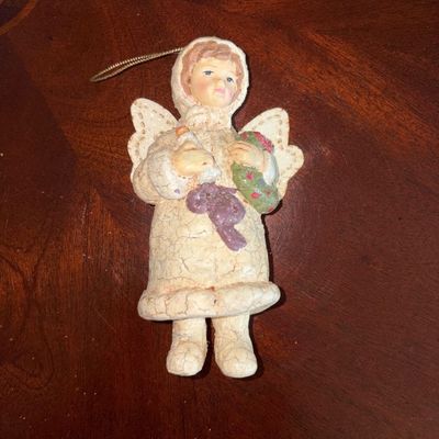 Sale Photo Thumbnail #207: Victorian Style Crackled Christmas Angel Ornament