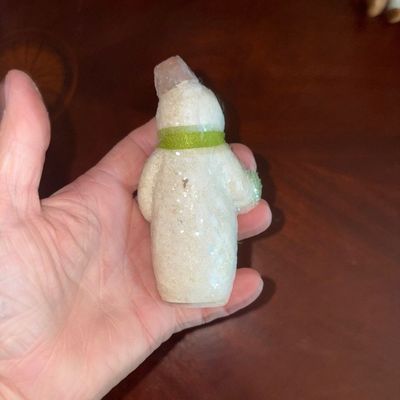 Sale Photo Thumbnail #195: Frosted Resin Snowman Figure w/Green Scarf