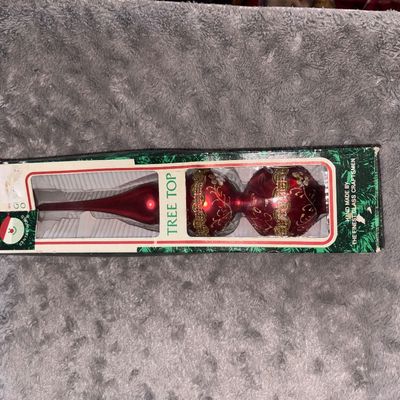 Sale Photo Thumbnail #63: Red & Gold Christmas Tree Topper - Glass