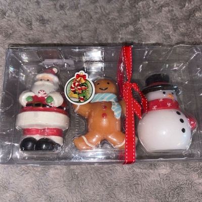 Sale Photo Thumbnail #36: Christmas Candle Trio, Santa Claus, Gingerbread Man, Snowman