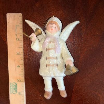 Sale Photo Thumbnail #200: Frosted Christmas Angel w/Bell Ornament