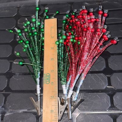 Sale Photo Thumbnail #239: Red Green Ball Christmas Clip Picks, Floral Holiday Picks