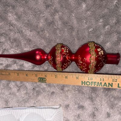 Sale Photo Thumbnail #65: Red & Gold Christmas Tree Topper - Glass