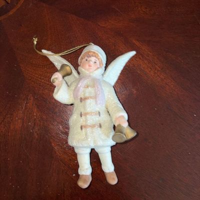 Sale Photo Thumbnail #198: Frosted Christmas Angel w/Bell Ornament
