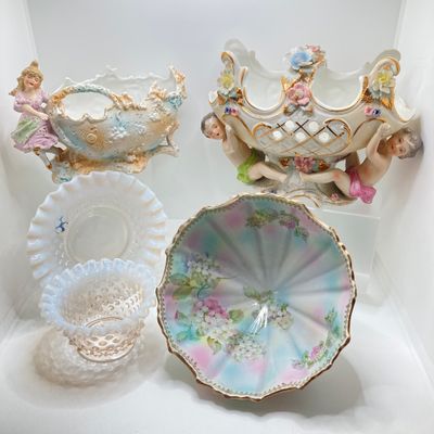 LOT 104: Vintage French / Victorian Style Hand Painted Decor - Silesia Germany Bowl and More