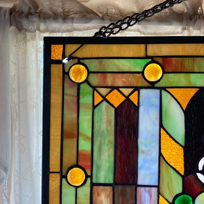 LOT 64: Decorative Hanging Stained Glass Window / Wall Art