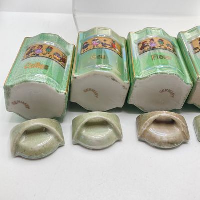 LOT 106: Sweet Vintage Collection of Lustreware Ceramic Germany Miniature Vinegar / Oil and Spice Jars