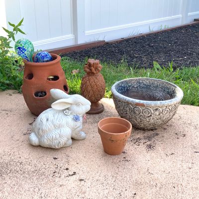 LOT 77: Collection of Outdoor / Garden Pottery Planters and Decor