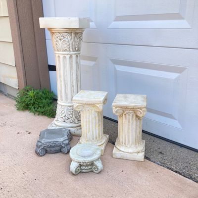 LOT 57: Collection of Pedestals - Stone, Ceramic and More