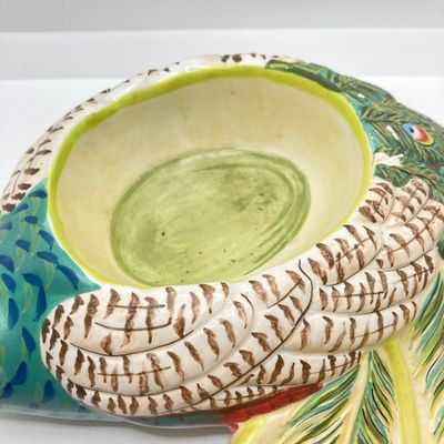 LOT 102: The Peacock Collection - Assorted Peacock Decor (Tracy Porter Serving Plate, Napkin Holder, Coalport Tea Cup / Saucer) and More