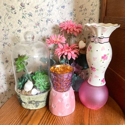 LOT 94: Collection of Planters, Vases, Faux Floral Arrangements, Cloches, Limoge's France and More