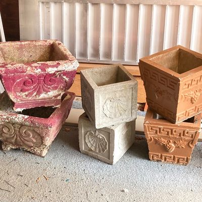 LOT 73: Six Outdoor Concrete Planters