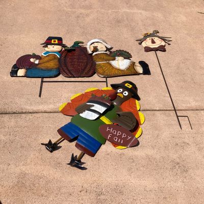 LOT 58: Large Collection of Outdoor Holiday Decorations - Metal, Wood and Plastic Varieties