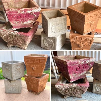 LOT 73: Six Outdoor Concrete Planters