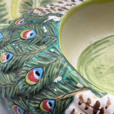 LOT 102: The Peacock Collection - Assorted Peacock Decor (Tracy Porter Serving Plate, Napkin Holder, Coalport Tea Cup / Saucer) and More