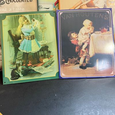 LOT 130: Vintage Advertisement Replicas on Tin and Wood