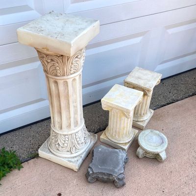 LOT 57: Collection of Pedestals - Stone, Ceramic and More