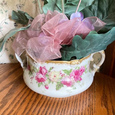 LOT 94: Collection of Planters, Vases, Faux Floral Arrangements, Cloches, Limoge's France and More