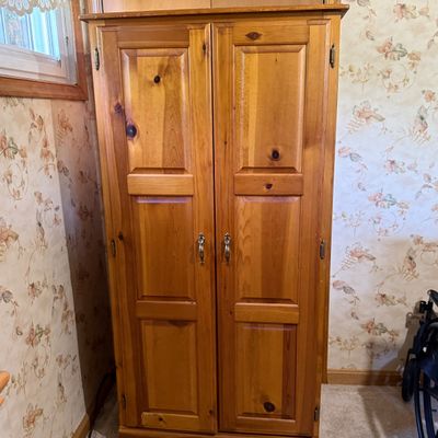 LOT 29: Wooden Wardrobe with Shelves